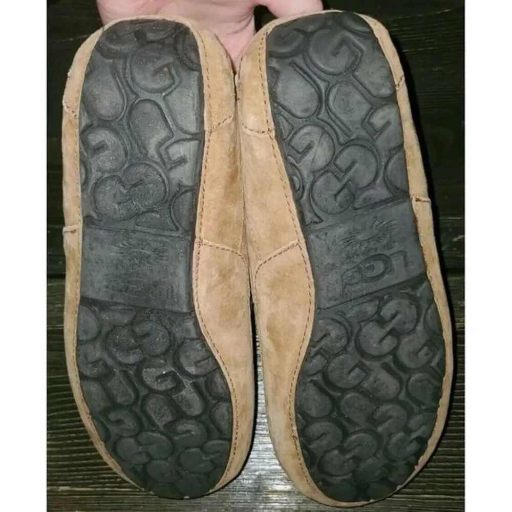UGG Suede Leather Moccasin Slippers‎ Indoor Outdoor Comfort Tan Size
